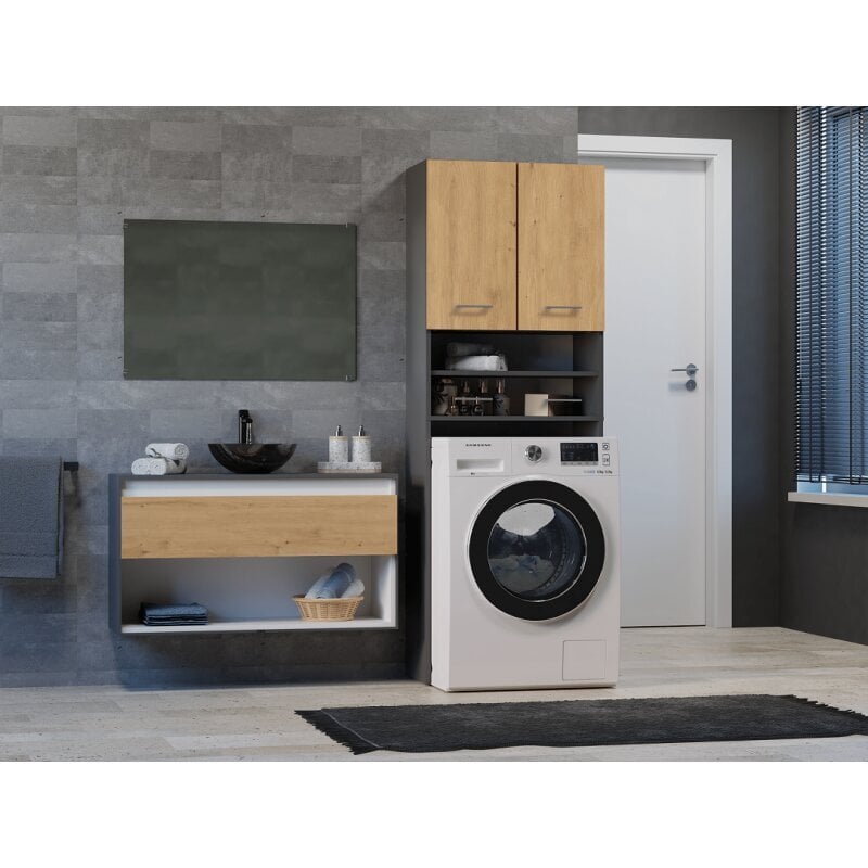 Spintelė virš skalbimo mašinos Top E Shop Pola, ruda kaina ir informacija | Vonios spintelės | pigu.lt