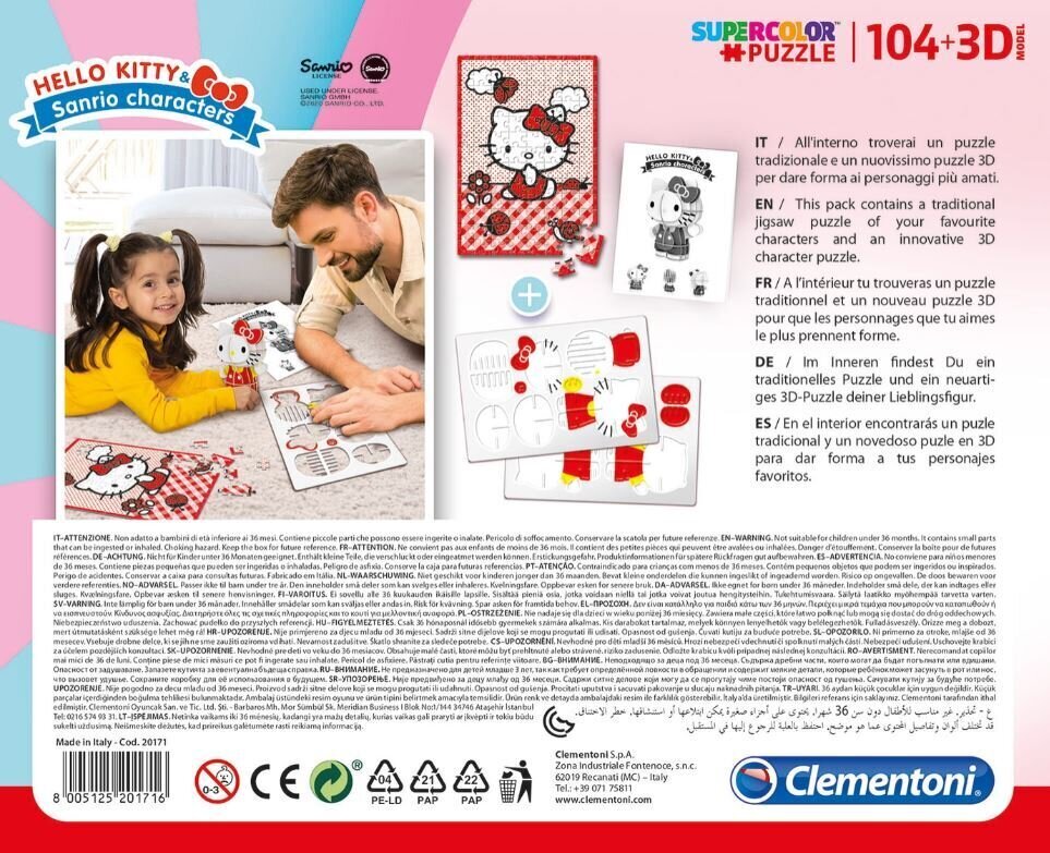 Dėlionė 3D Clementoni Hello Kitty 104 d. 20171 kaina ir informacija | Dėlionės (puzzle) | pigu.lt