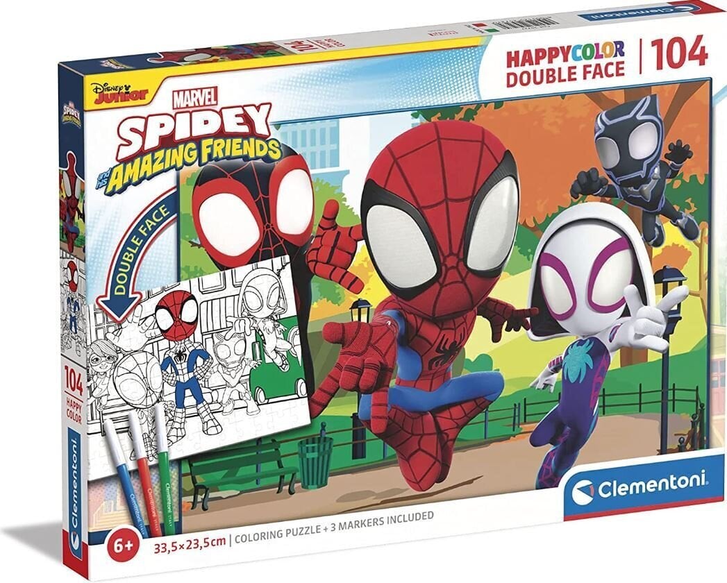 Dėlionė Clementoni Spidey + spalvinimas 104 d. 25727 kaina ir informacija | Dėlionės (puzzle) | pigu.lt