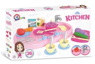 Virtuvės rinkinys su priedais 6177, 26 d., rožinis kaina ir informacija | Žaislai mergaitėms | pigu.lt