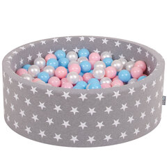 Круглый бассейн с разноцветными мячами KiddyMoon Ball Pool 90х30 см/300 шт. Ø 7 см, светло-серый: серый/белый/прозрачный/голубой цена и информация | Игрушки для малышей | pigu.lt