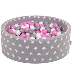 Круглый бассейн с разноцветными мячами KiddyMoon Ball Pool 90х30 см/300 шт. Ø 7 см, светло-серый: серый/белый/прозрачный/голубой цена и информация | Игрушки для малышей | pigu.lt