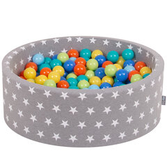 Круглый бассейн с разноцветными мячами KiddyMoon Ball Pool 90х30 см/300 шт. Ø 7 см, светло-серый: серый/белый/прозрачный/голубой цена и информация | Игрушки для малышей | pigu.lt