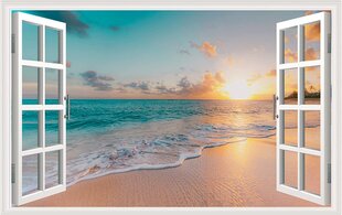 Виниловый стикер на стену Морской пейзаж Вид из окна на пляж - 70 х 43 см цена и информация | Интерьерные наклейки | pigu.lt