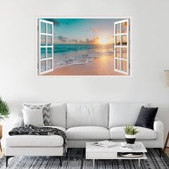 Виниловый стикер на стену Морской пейзаж Вид из окна на пляж - 70 х 43 см цена и информация | Интерьерные наклейки | pigu.lt