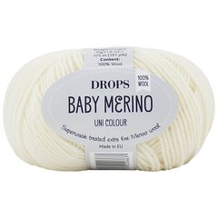 Пряжа Drops Baby Merino 02, 50 г, 175 м. цена и информация | Принадлежности для вязания | pigu.lt