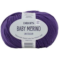 Siūlai Drops Baby Merino 35, 50 g, 175 m. kaina ir informacija | Mezgimui | pigu.lt