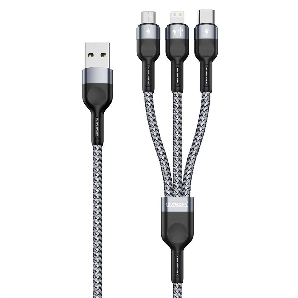 Duzzona A3, microUSB, Lightning, Type-C, 1.2m kaina ir informacija | Laidai telefonams | pigu.lt