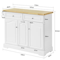 Кухонный шкаф SoBuy FKW100-WN, белый цвет цена и информация | Кухонные шкафчики | pigu.lt