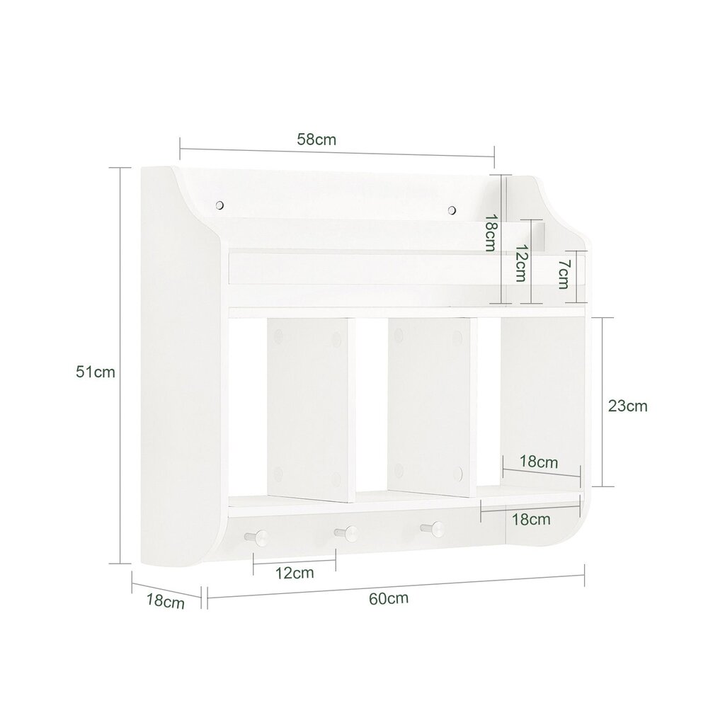 Vaikiška lentyna SoBuy KMB46-W, balta kaina ir informacija | Vaikiškos lentynos | pigu.lt