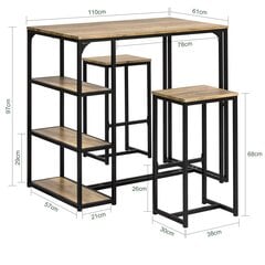 Комплект кухонной мебели из 3-х предметов SoBuy OGT43-F, коричневый цвет цена и информация | Комплекты мебели для столовой | pigu.lt