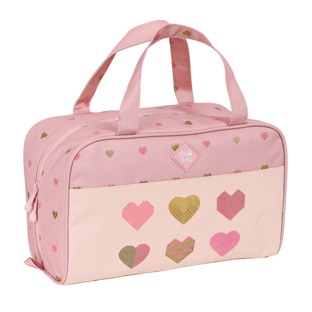 Mokyklinis higienos reikmenų krepšys Glow Lab Hearts, rožinis kaina ir informacija | Kuprinės mokyklai, sportiniai maišeliai | pigu.lt