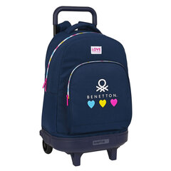 Школьный рюкзак с колесиками Benetton Love, синий, 33 x 45 x 22 см цена и информация | Школьные рюкзаки, спортивные сумки | pigu.lt