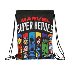 Kuprinė su virvutėmis The Avengers Super heroes, juoda, 26 x 34 x 1 cm kaina ir informacija | Kuprinės mokyklai, sportiniai maišeliai | pigu.lt