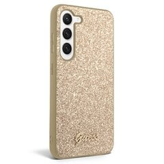 Guess PC|TPU Glitter Flakes Metal Logo Case skirtas Samsung Galaxy S23, auksinis kaina ir informacija | Telefono dėklai | pigu.lt