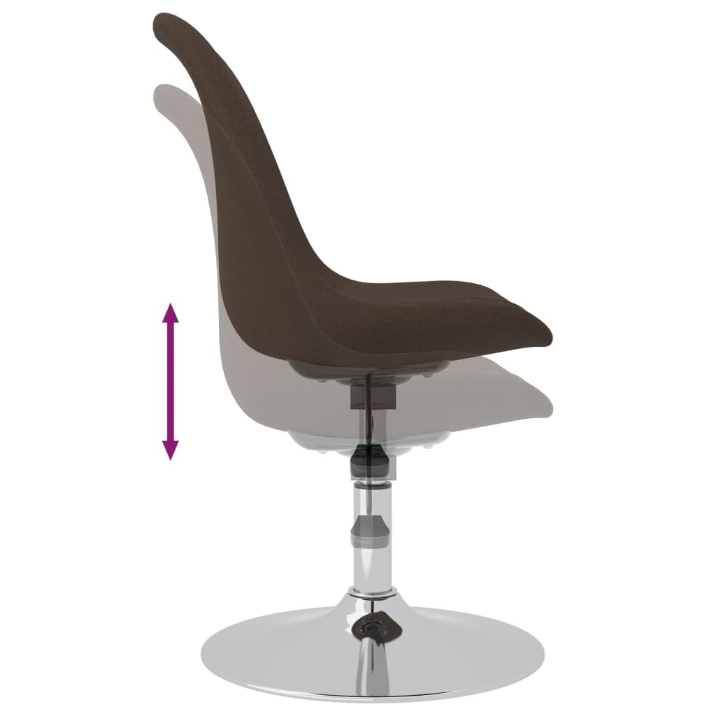 vidaXL Pasukamos valgomojo kėdės, 2vnt., tamsiai rudos, audinys цена и информация | Virtuvės ir valgomojo kėdės | pigu.lt