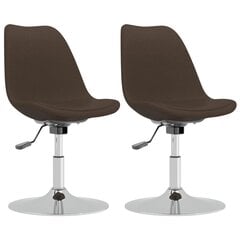 vidaXL Pasukamos valgomojo kėdės, 2vnt., tamsiai rudos, audinys kaina ir informacija | Virtuvės ir valgomojo kėdės | pigu.lt