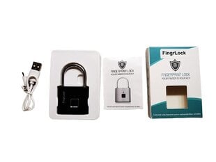 Умный замок, сканер отпечатков пальцев FingrLock, черный, IP65 цена и информация | Дверные замки | pigu.lt