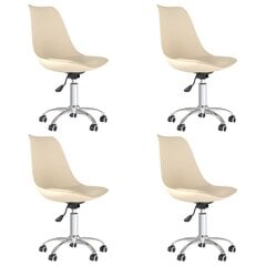 vidaXL Pasukamos valgomojo kėdės, 4vnt., kreminės spalvos, audinys kaina ir informacija | Virtuvės ir valgomojo kėdės | pigu.lt