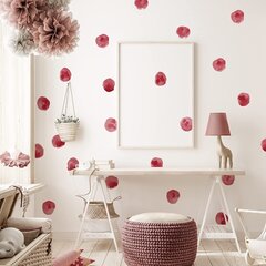 Виниловые наклейки на стену Красные акварельные круги Домашний декор - 120 шт. цена и информация | Интерьерные наклейки | pigu.lt