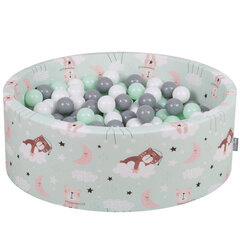 Ванна-шар KiddyMoon с пенным наполнителем 90x30 см/200 шаров ∅ 7 см, сделано в ЕС, зеленый: белый/серый/мята цена и информация | Игрушки для малышей | pigu.lt