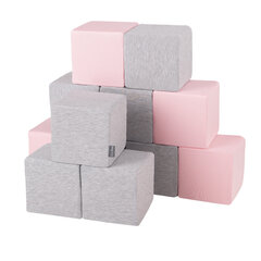 Мягкие блоки KiddyMoon, 12 шт., серые/розовые цена и информация | Игрушки для малышей | pigu.lt