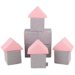 Мягкие блоки KiddyMoon, 12 шт., серые/розовые цена и информация | Игрушки для малышей | pigu.lt