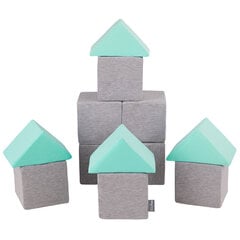 Мягкие блоки KiddyMoon, 12 шт., серые/зеленые цена и информация | Игрушки для малышей | pigu.lt