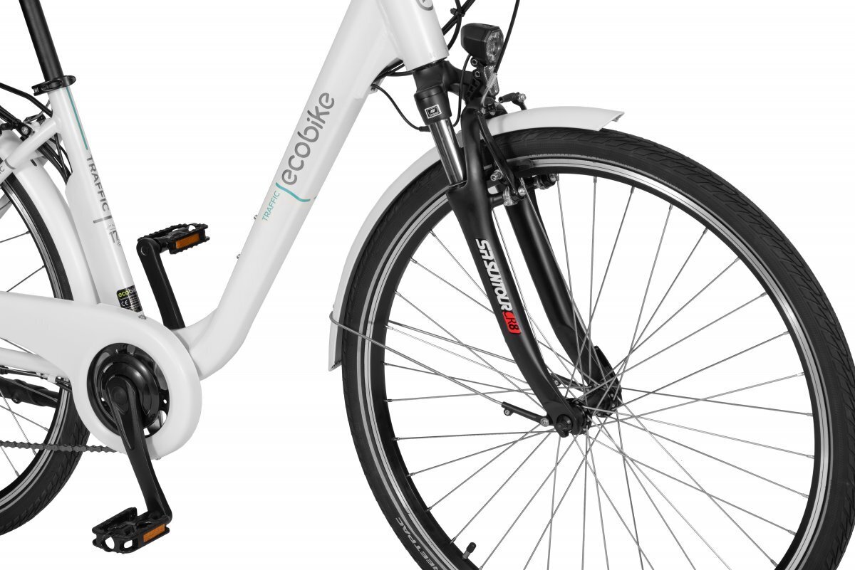 Elektrinis dviratis Ecobike Traffic 17,5 Ah LG, baltas kaina ir informacija | Elektriniai dviračiai | pigu.lt