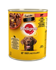 Pedigree Cuisine Adult suaugusiems šunims su jautiena, makaronais ir morkomis padaže, 12x800 g kaina ir informacija | Konservai šunims | pigu.lt