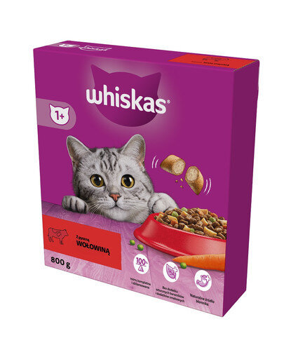 Whiskas su morkomis ir žirniais, 800 g kaina ir informacija | Sausas maistas katėms | pigu.lt