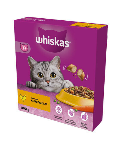 Whiskas vyresnėms katėms su vištiena, 5x800 g kaina ir informacija | Sausas maistas katėms | pigu.lt