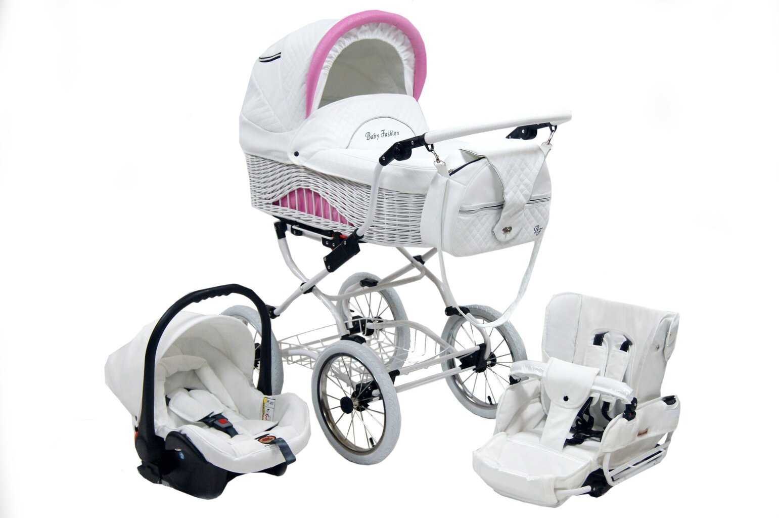 Universalus vežimėlis Scarlett Baby Fashion 3in1, white-grey kaina ir informacija | Vežimėliai | pigu.lt