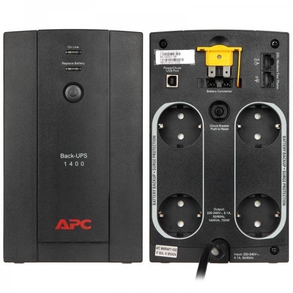 APC Back-UPS 1400VA, 230V, AVR, Schuko kaina ir informacija | Nepertraukiamo maitinimo šaltiniai (UPS) | pigu.lt