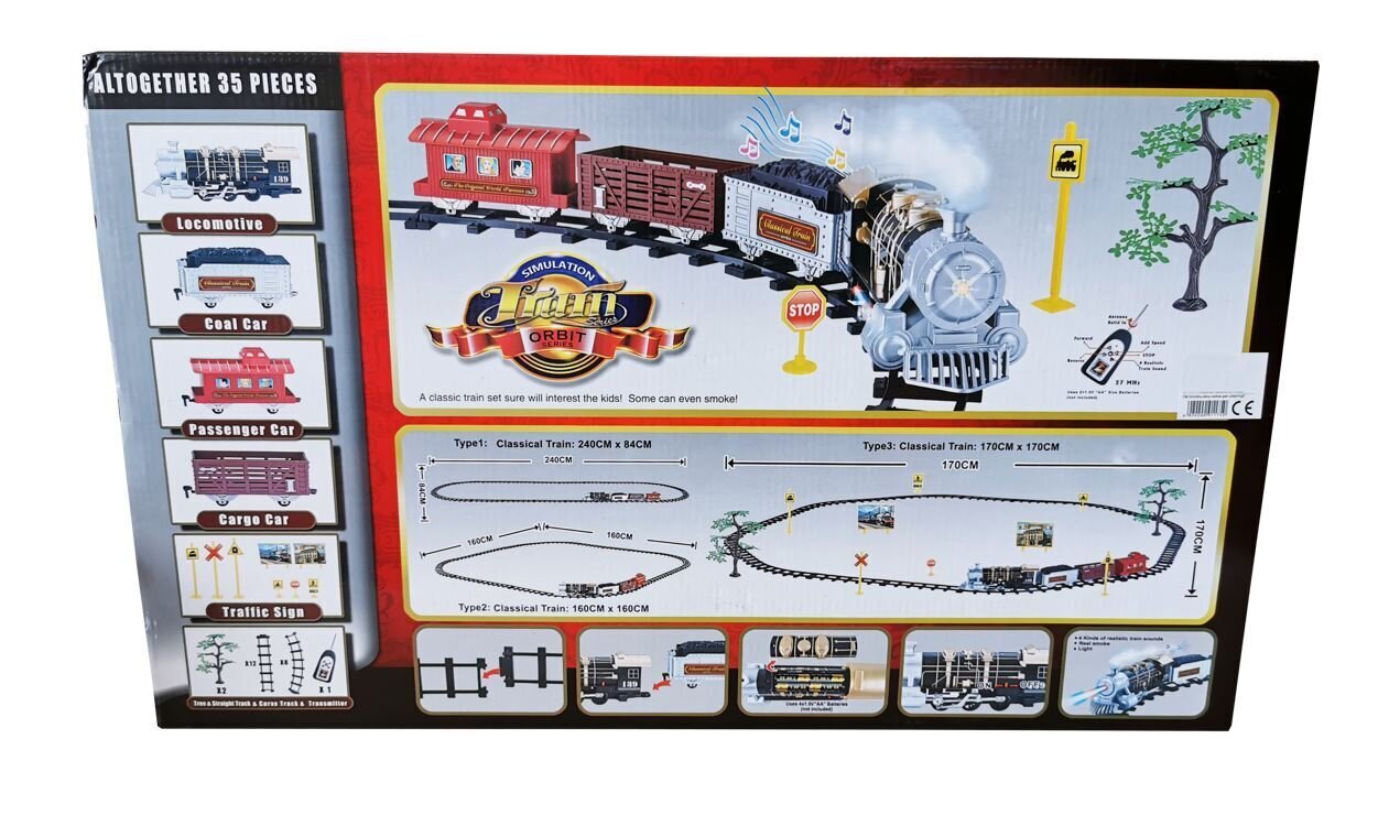 Elektrinis traukinys su pultu ir priedais, 35d kaina ir informacija | Žaislai berniukams | pigu.lt