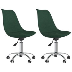 vidaXL Pasukamos valgomojo kėdės, 2vnt., tamsiai žalios, audinys kaina ir informacija | Virtuvės ir valgomojo kėdės | pigu.lt