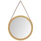 Sieninis veidrodis su dirželiu vidaXL, auksinės spalvos kaina ir informacija | Veidrodžiai | pigu.lt