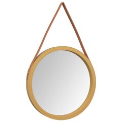Sieninis veidrodis su dirželiu vidaXL, auksinės spalvos цена и информация | Зеркала | pigu.lt