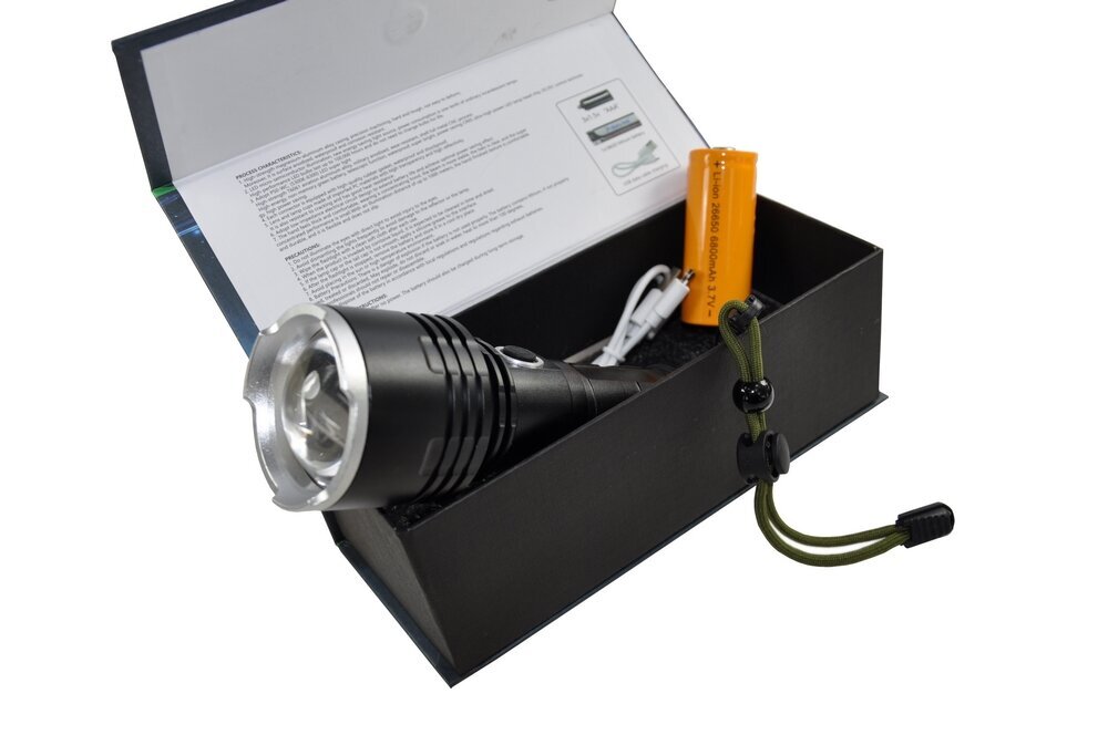 LED žibintuvėlis su powerbank XHP90 kaina ir informacija | Žibintuvėliai, prožektoriai | pigu.lt