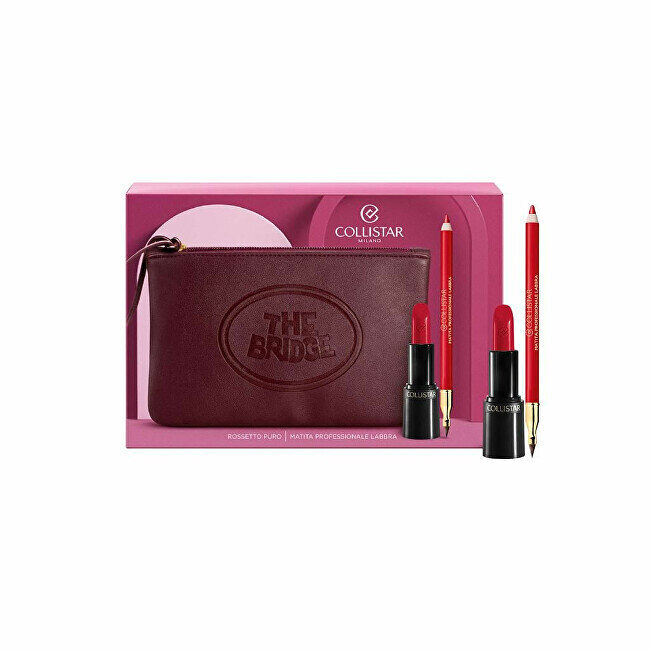 Kosmetikos rinkinys Collistar Rossetto Puro lip: lūpų dažai, 4,5 ml + lūpų pieštukas, 1,2 g + kosmetinė kaina ir informacija | Lūpų dažai, blizgiai, balzamai, vazelinai | pigu.lt