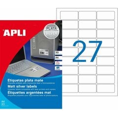 Etiketės spausdinimui Apli Metalizuotos 63,5 x 29,6 mm A4, sidabrinės kaina ir informacija | Kanceliarinės prekės | pigu.lt