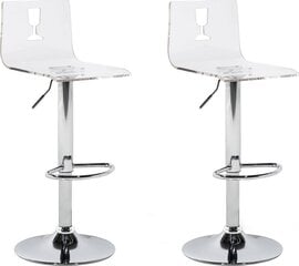 2-ių baro kėdžių komplektas Beliani Busan, skaidrus/sidabrinis kaina ir informacija | Virtuvės ir valgomojo kėdės | pigu.lt