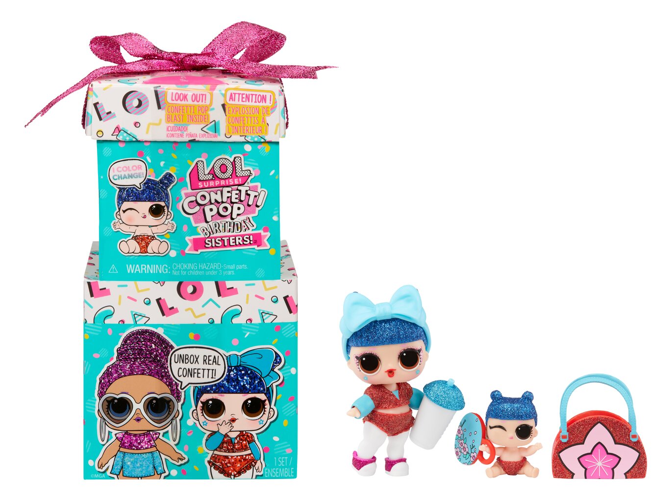 Lėlė su konfeti staigmena "L.O.L. Surprise Confetti Pop Birthday Sisters" kaina ir informacija | Žaislai mergaitėms | pigu.lt