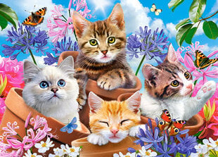 CASTORLAND Puzzle 120el. Kittens with Flowers - Koty w kwiatach цена и информация | Пазлы | pigu.lt