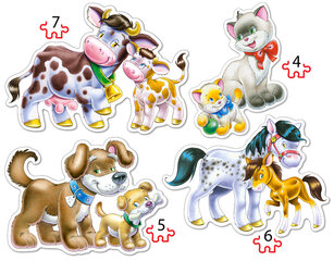 Dėlionė su gyvūnais 4in1 Castorland, 22 d. kaina ir informacija | Dėlionės (puzzle) | pigu.lt