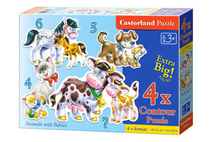 Dėlionė su gyvūnais 4in1 Castorland, 22 d. kaina ir informacija | Dėlionės (puzzle) | pigu.lt