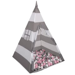 Игровая палатка с мячами Selonis Teepee, 100 мячей, белая/серая цена и информация | Игрушки для малышей | pigu.lt