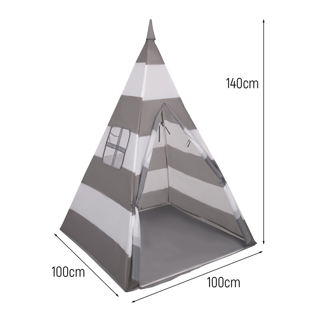 Žaidimų palapinė su kamuoliukais Selonis Teepee, 100 kamuoliukų, balta/pilka kaina ir informacija | Žaislai kūdikiams | pigu.lt