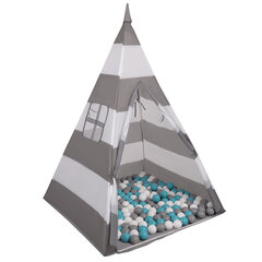 Игровая палатка с мячами Selonis Teepee, 100 мячей, серая/белая цена и информация | Игрушки для малышей | pigu.lt