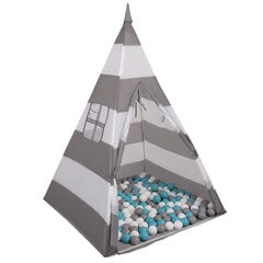 Игровая палатка с мячами Selonis Teepee, 200 мячей, серая/белая цена и информация | Игрушки для малышей | pigu.lt